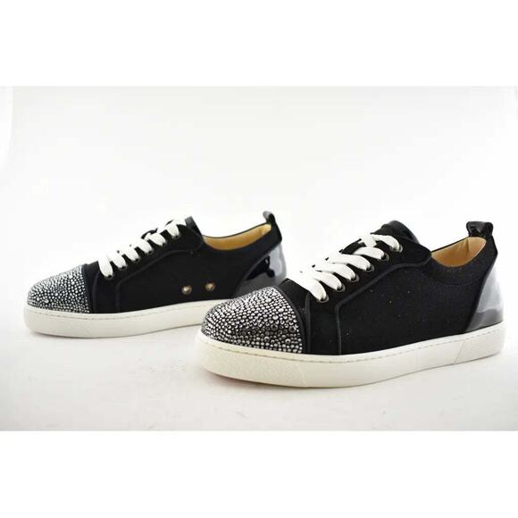 Christian Louboutin Louis Junior P Strass Donna Flat Black Low Top Sneaker 37 - Picture 10 of 12